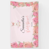 甘いピンクバニーBoho水の色の女の子ベビーシャワー 横断幕 (縦)