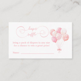 甘いピンクバルーン赤ちゃんシャワーおむつラッフル エンクロージャーカード