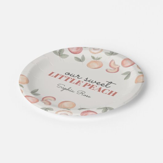 甘いピーチボホの誕生日または赤ちゃんシャワー ペーパープレート (アングル)