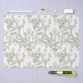 甘いピーチ花模様とグリーンティッシュペーパー 薄葉紙 (クラフト)