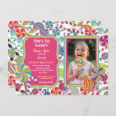 甘いフォトデザートキャンディー甘い16歳以上 招待状 (正面/裏面)