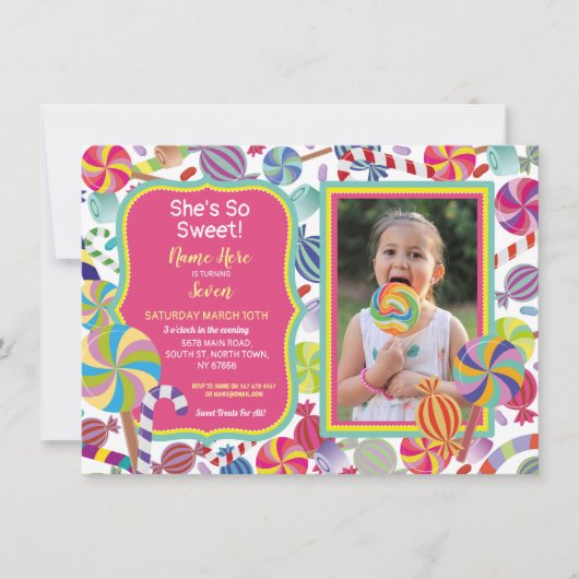 甘いフォトデザートキャンディー甘い16歳以上 招待状 (正面)