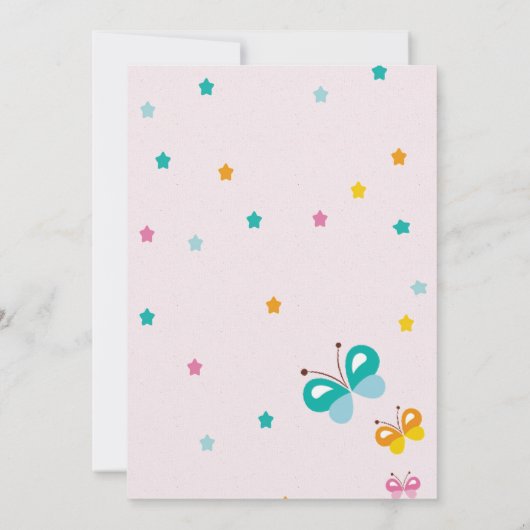 甘いフクロウと蝶の誕生日カード 招待状 (裏面)