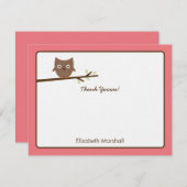 甘いフクロウサンキューカード（ピンク） サンキューカード (正面/裏面)