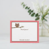 甘いフクロウサンキューカード（ピンク） サンキューカード (スタンド正面)