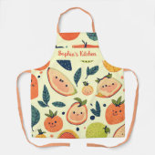 甘いフルーツよくはしゃぐかわいいキャラクター エプロン (正面)