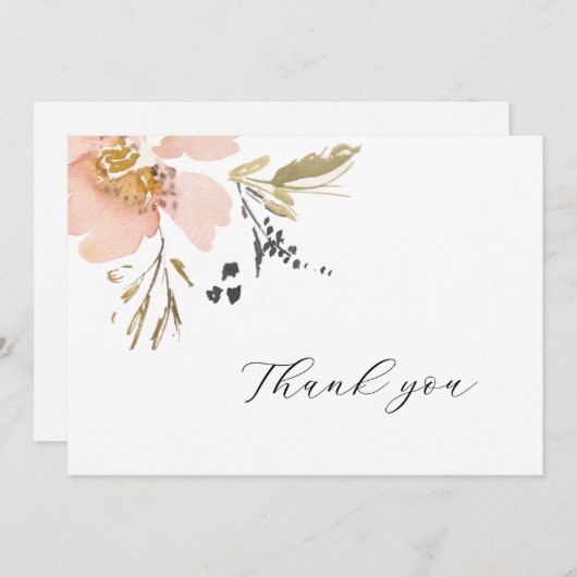 甘いフローラの水色ありがとう結婚のカード サンキューカード (正面/裏面)