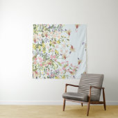 甘いフローラの花飾りの美しいハチドリ タペストリー (インサイチュ(横))