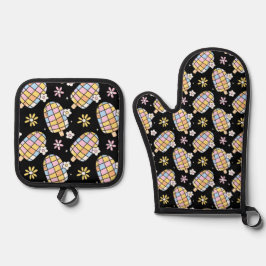 甘いフローラアイスお洒落クリーム – 夏のパターン 鍋つかみ&鍋敷きセット
