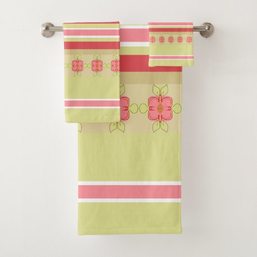 甘いフローラアクセントパターン(の模様が)ある バスタオルセット (インサイチュ)