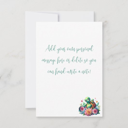 甘いフローラウミガメありがとうノートカード サンキューカード (裏面)