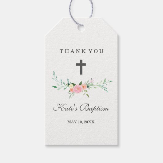 甘いフローラサンキューバプテスマラベル ギフトタグ (正面)