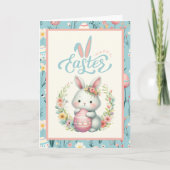 甘いフローラバニーと卵ハッピーイースターカスタム シーズンカード (正面)