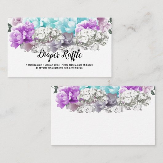 甘いフローラベビーシャワーおむつラッフルカード エンクロージャーカード (正面/裏面)