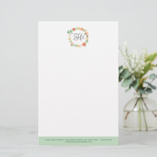 甘いフローラモノグラム文房具 便箋 (スタンド正面)