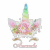 甘いフローラユニコーンラッシュレインボーピンクの名前 シール (正面)