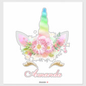 甘いフローラユニコーンラッシュレインボーピンクの名前 シール (シート)