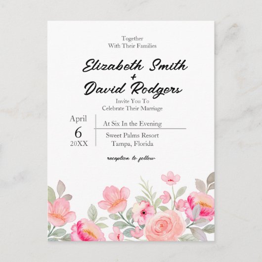 甘いフローラ結婚式招待状 ポストカード (正面)