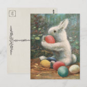 甘いフワフワのヴィンテージイースターバニーと染色された卵 ポストカード (正面/裏面)