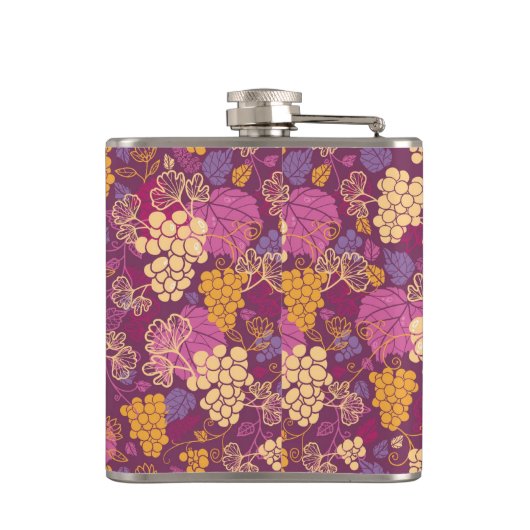 甘いブドウつる植物パターン背景 フラスク (裏面)