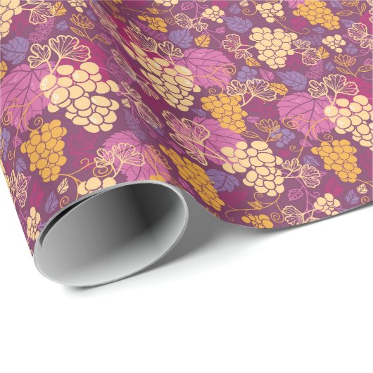 甘いブドウのつる植物パターンの背景 ラッピングペーパー (ロールコーナー)