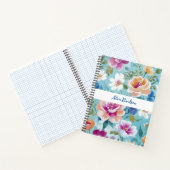 甘いブルーの水彩花 | あなたの名前 ノートブック (内部)