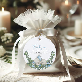 甘いブルーエレファントベビージャーシャワーありがとう フェイバータグ