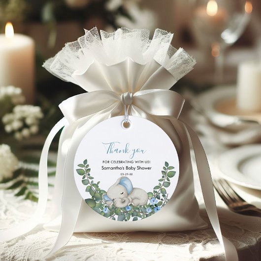 甘いブルーエレファントベビージャーシャワーありがとう フェイバータグ