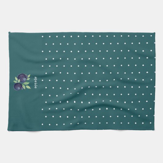 甘いブルーベリーの水彩の手絵を描形 キッチンタオル (横)