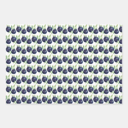 甘いブルーベリーの水彩の手絵を描形 ラッピングペーパーシート (正面)