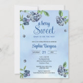 甘いブルーベリーウォーターカラーベビーシャワー 招待状 (正面)