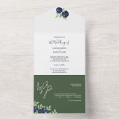 甘いブルーベリーウォーターカラー絵を描ハンド オールインワン招待状 (内側)