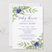 甘いブルーベリーエレガントの赤ちゃんシャワー 招待状 (正面)