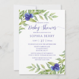 甘いブルーベリーエレガントの赤ちゃんシャワー 招待状