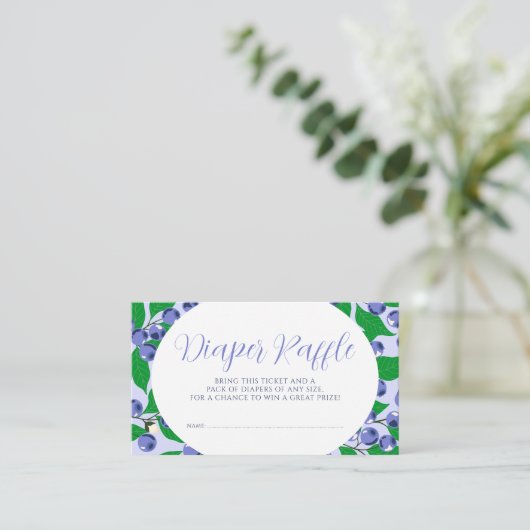 甘いブルーベリーブルーベビーシャワーオムツラッフル エンクロージャーカード (スタンド正面)
