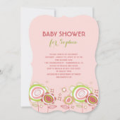 甘いプチピンクの花フローラガールベビーシャワー 招待状 (正面)