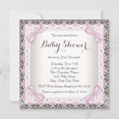 甘いプリンセスツインピンクと茶色の赤ちゃんシャワー 招待状 (裏面)