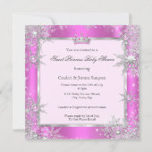 甘いプリンセスベビーシャワースノーフレークピンクエスニック 招待状 (裏面)