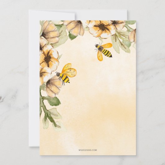 甘いベイビーはミツバチの赤ちゃんシャワーを途中にある 招待状 (裏面)