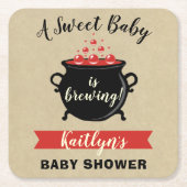 甘いベビーがハロウィーンの赤ちゃんシャワーを醸造している スクエアペーパーコースター (正面)