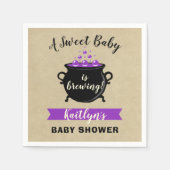 甘いベビーがハロウィーンの赤ちゃんシャワーを醸造している スタンダードカクテルナプキン (正面)