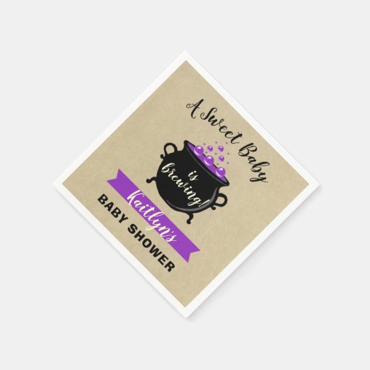 甘いベビーがハロウィーンの赤ちゃんシャワーを醸造している スタンダードカクテルナプキン (角)