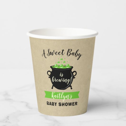 甘いベビーがハロウィーンの赤ちゃんシャワーを醸造している 紙コップ (正面)