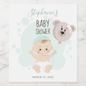 甘いベビーとクマのバルーン ワインラベル (シングルラベル)