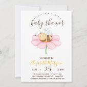 甘いベビーのまわりに、ストライプベビーシャワー 招待状 (正面)