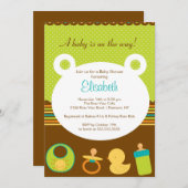 甘いベビーのアイコン少女またはボーイベビーシャワー 招待状 (正面/裏面)