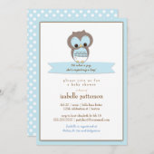 甘いベビーのフクロウそれは男の子のベビーシャワーの招待状です 招待状 (正面/裏面)