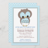 甘いベビーのフクロウの男の子のWhooベビーシャワーの招待状 招待状 (正面/裏面)