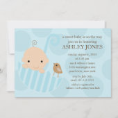 甘いベビーの傘の男の子のベビーシャワーの招待状 招待状 (正面)