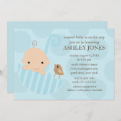 甘いベビーの傘の男の子のベビーシャワーの招待状 招待状 (正面/裏面)